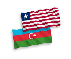Flags of Liberia and Azerbaijan on a white background
