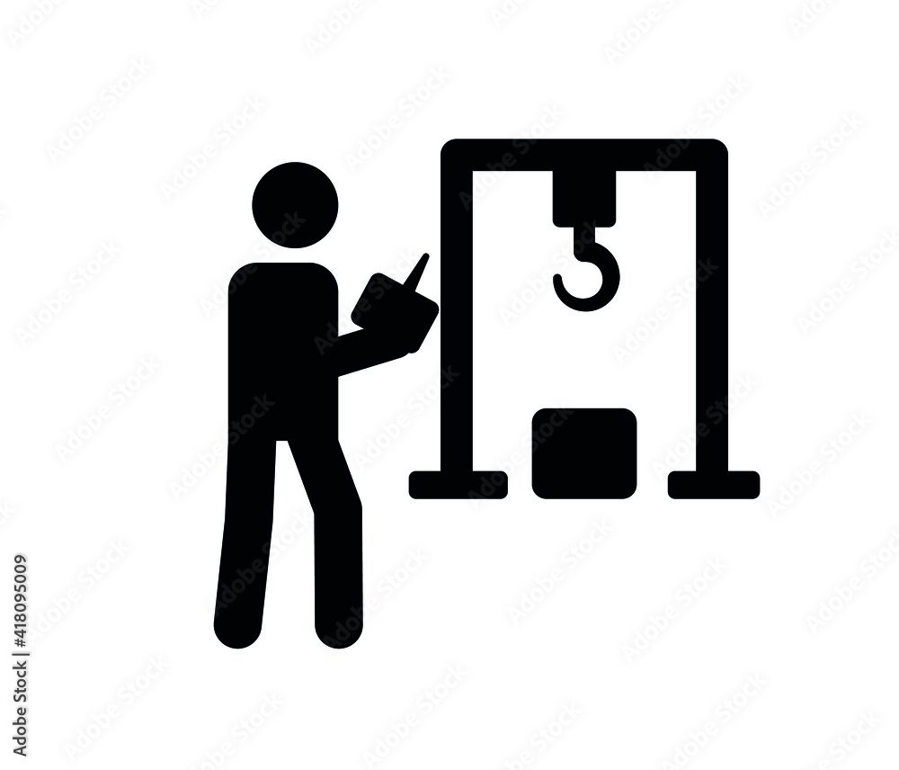 Poster man working vector icon. editable stroke. symbol in line art style for design, presentation, website