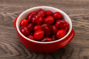 Sweet and ripe cornel berries