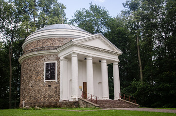 Preili catolic chapel with columns. Preili, Latvia.