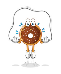 chocolate donut jump rope exercise illustration. character vector