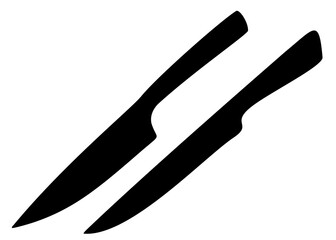 Kitchen knives in a set. Vector image.