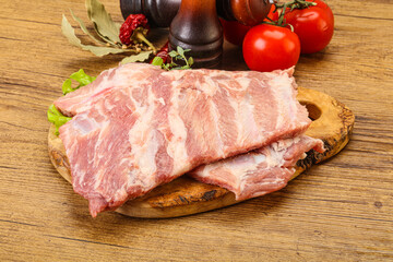 Raw pork ribs for cooking