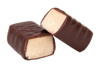 Chocolate sweets praline isolated on the white background