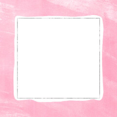 正方形　筆タッチで描いた淡いピンク背景　フレーム