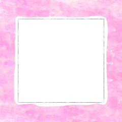 正方形　筆タッチで描いたピンク背景　フレーム