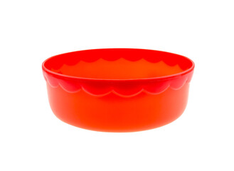 Plastic water bowl isolated on white background.