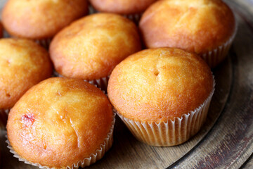Delicious fresh muffins with berry filling
