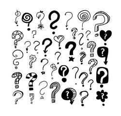 collection of question marks doodling sketched
