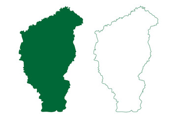 Fototapeta premium Kaimur district (Bihar State, Patna division, Republic of India) map vector illustration, scribble sketch Kaimur map