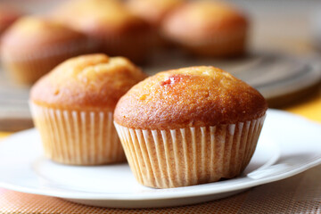 Delicious fresh muffins with berry filling