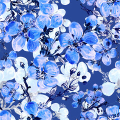 Seamless pattern of spring flowers