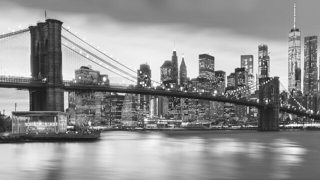 a magnificent view of the lower Manhattan and Brooklyn Bridge, New York City