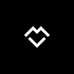 Creative elegant curve line vector logo type. MV letter. Monogram luxury linear creative