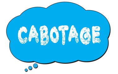 CABOTAGE text written on a blue thought bubble.