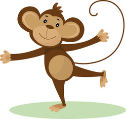 Vector illustration of a cute cartoon monkey with banana