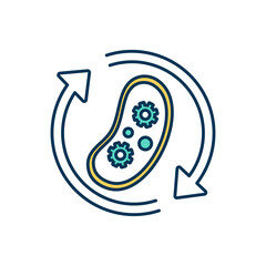 Biological process RGB color icon. Life forms persistence and transformation. Cell growth, maintenance. Microscopic organism. Biology, evolution. Living organism process. Isolated vector illustration
