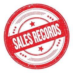 SALES RECORDS text on red round grungy stamp.