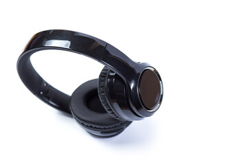Wireless headphones isolated on a white. eadphones on white with copy space.