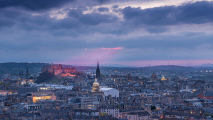 night view of the city of Edinburgh, Scotland