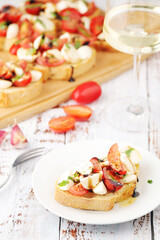 Italian bruschetta with tomatoes and mozzarella