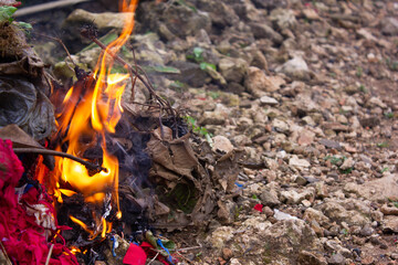 fire burning in a fireplace