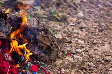 fire burning in the garden