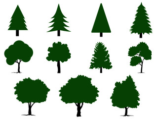 Collection of flat trees Icon. Can be used to illustrate any nature or healthy lifestyle topic.