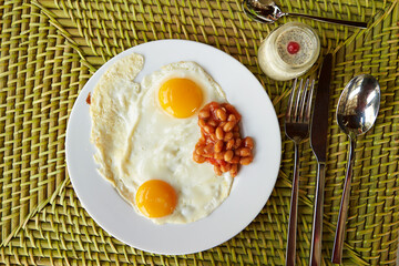 Fried eggs for breakfast at the resort