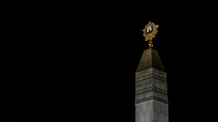 Monument of Victory in the center of Minsk at the night. A memorable place in honor of the heroism of the people during the Great Patriotic War.