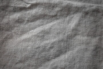 Grey Cotton Burlap Cloth Fabric Background. Brown Hessian Jute Textile Napkin Material. Natural...