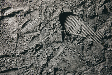 Top view of a footprint on the moon
