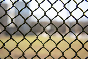 Fototapeta premium Metal mesh rabitz on nature outdoor industrial protection