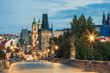Fototapeta premium Historic Prague by night, Czech Republic
