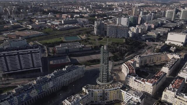 Lisbon Portugal Aerial drone travel video of teh city center of Lisbon, Portugal. It is the most popular and touristic place in Lisbon, Portugal.