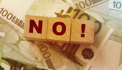 No on Wooden Blocks Letters: Refucing bribe concept. Anti Money Laundering concept