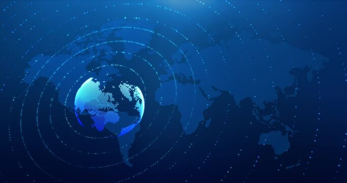 Spinning globe sphere in modern and elegant style, for the cyber and futuristic concept, rotation world, orbit earth for technology background, with a depth of field effect