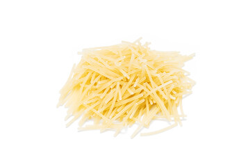 pasta vermicelli pile isolated on white background. dry vermicelli cut out