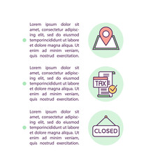 Program requirements concept icon with text. Helping companies to fight covid pandemia. PPT page vector template. Brochure, magazine, booklet design element with linear illustrations