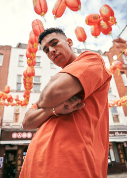 Portrait Of A Man In A Orange Tee Shirt