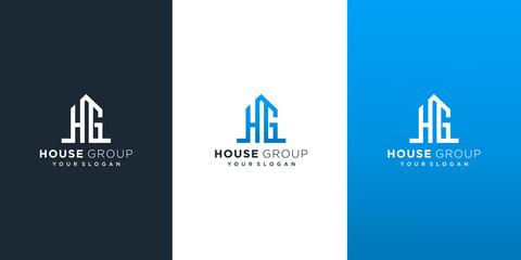 letter hg home logo design vector