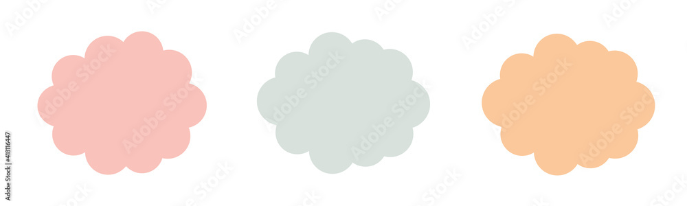 Poster set paper colored clouds. cartoon cloud collection. abstract speech bubble cloud isolated. vector de