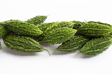 Bitter gourd on white background.