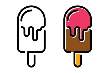 Ice cream line icon on white background. Outline design vector illustration.