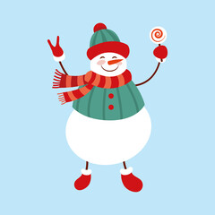 Snowman. Icon. Simple style. Vector illustration isolated on white background