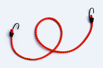 Braided elastic strap with hooks on white