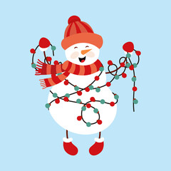 Snowman. Icon. Simple style. Vector illustration isolated on white background