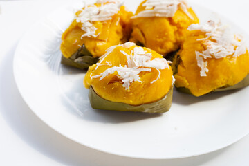 Toddy palm cake on white