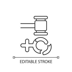 Misogyny linear icon. Punishment of rapists. Establishing social justice. Feminism. Thin line customizable illustration. Contour symbol. Vector isolated outline drawing. Editable stroke