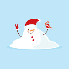Snowman. Icon. Simple style. Vector illustration isolated on white background